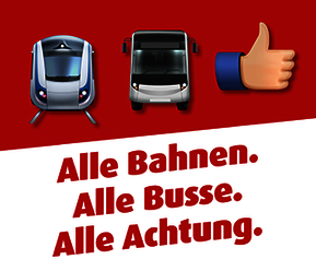 Icon Alle Bahnen. Alle Busse. Alle Achtung.