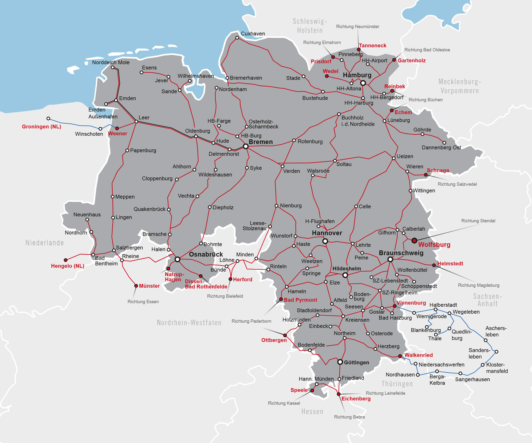 Geltungsbereich des Niedersachsentickets