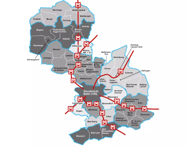 Geltungsbereich des Niedersachsentickets
