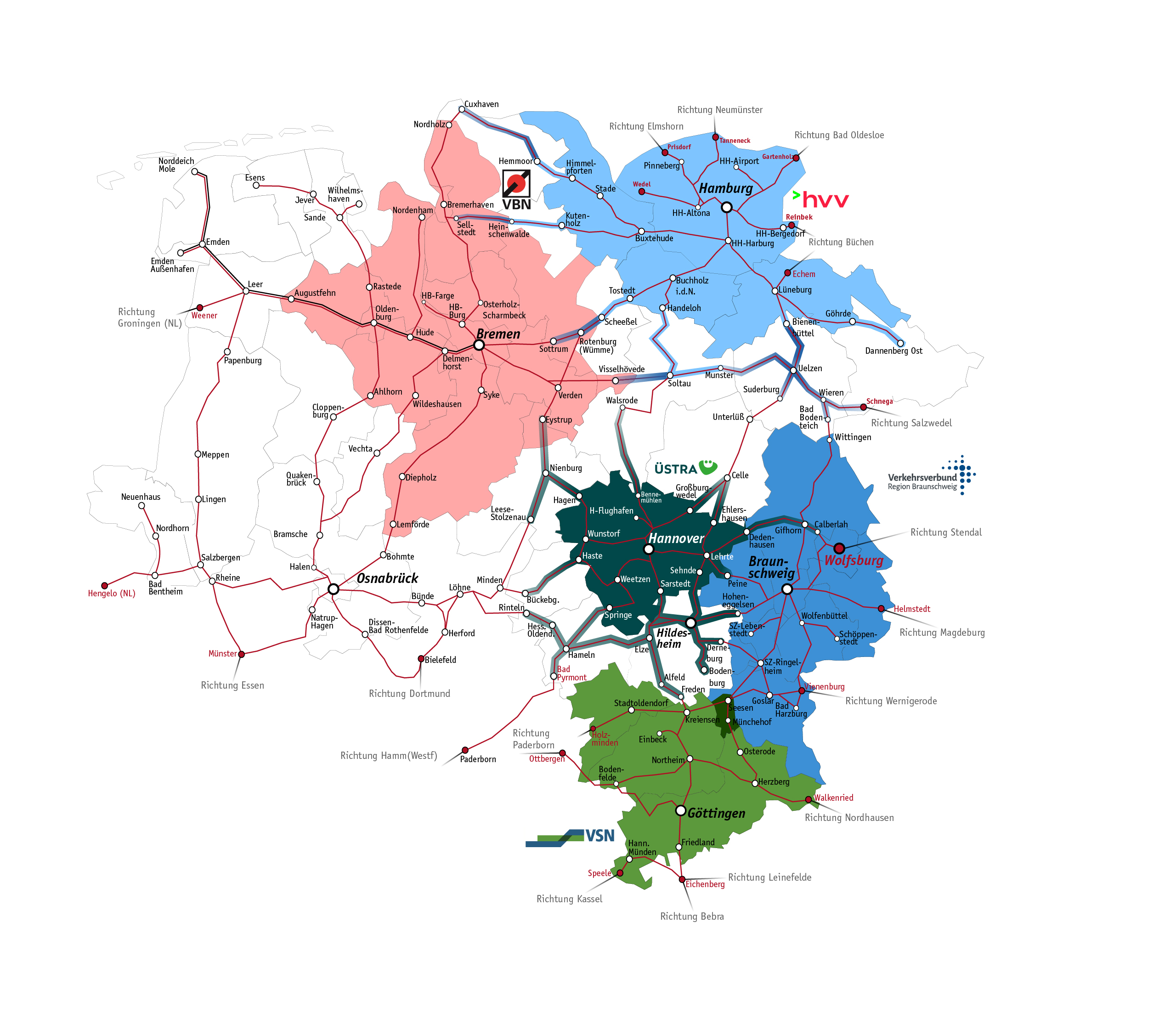 Geltungsbereich des Niedersachsentickets