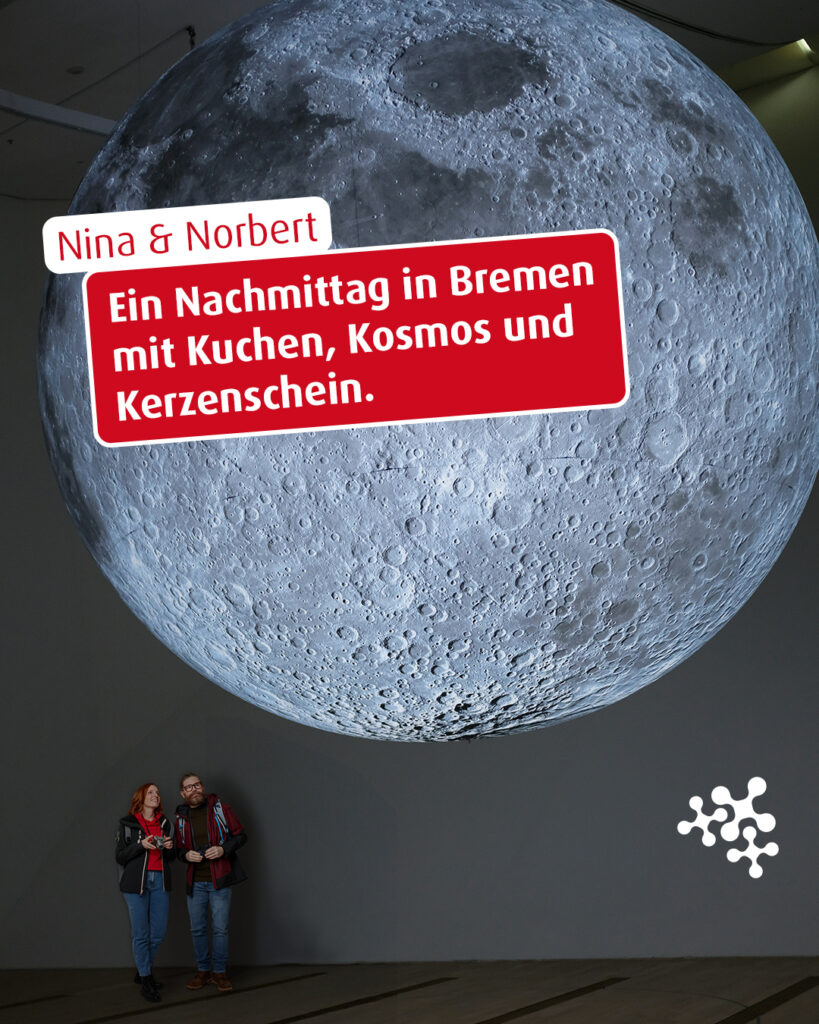 Nina und Norbert sind heute in Bremen unterwegs und der Tag schmeckt nach Kaffee, Abenteuer und Weihnachtszauber. ✨⁠
⁠
Zwischen frischem Kuchenduft bei Minkens und dem Staunen im Space Hub Bremen, wo sie plötzlich zwischen Raketen und Raumstationen stehen, vergeht die Zeit wie im Flug. 🪐⁠
Als die Lichter am Abend angehen, zieht sie der Schlachte-Zauber mit Glühwein, Musik und Blick auf die Weser endgültig in seinen Bann. 🎄💛⁠
⁠
#Bremen #SchlachteZauber #NiedersachsenTicket #keepexploring #Weihnachtsmarkt #spacehub⁠