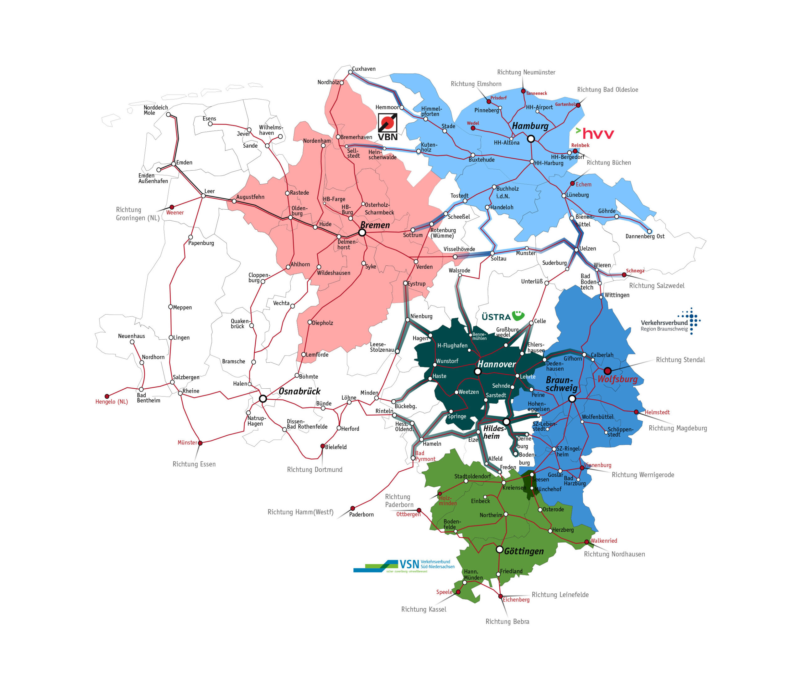 Geltungsbereich des Niedersachsentickets