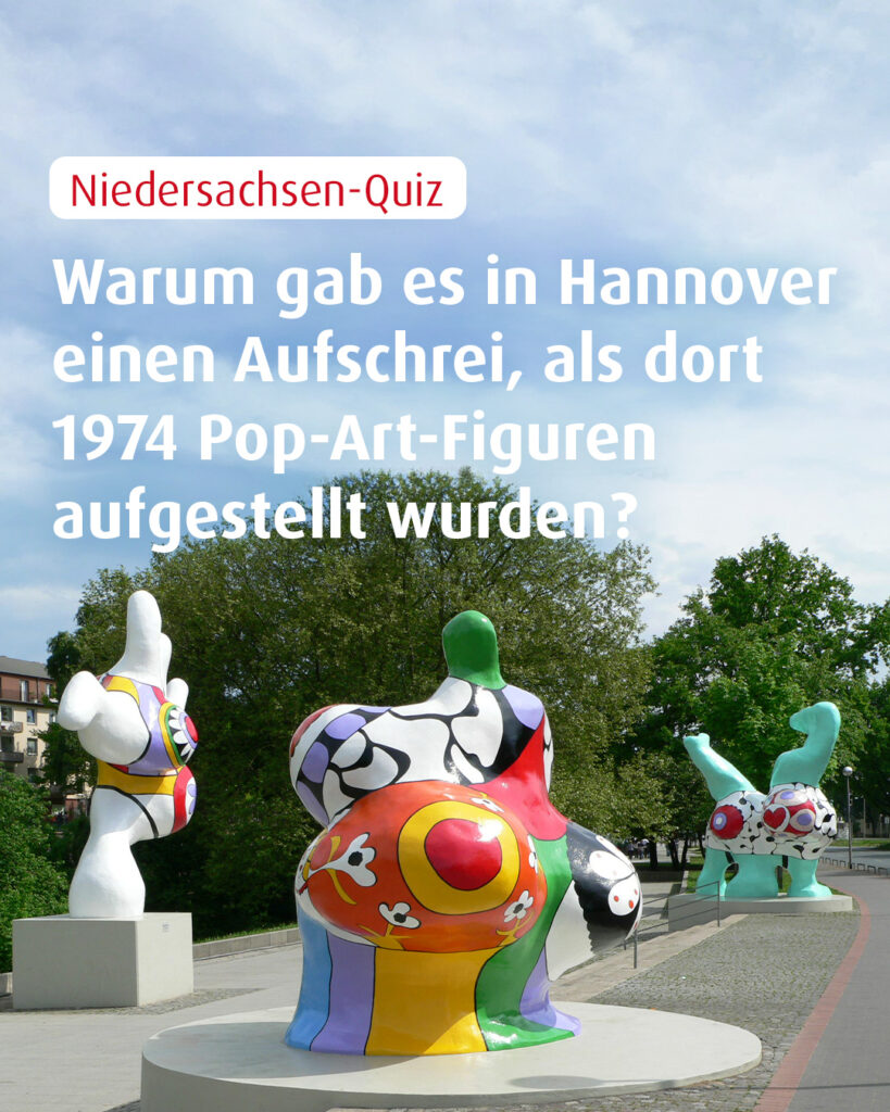 Heute sind die Nanas am Leibnizufer in Hannover absolute Ikonen. Doch das war keineswegs immer so! ⁠
⁠
Weißt du, warum die bunten Hingucker der Künstlerin Niki de Saint Phalle die Gemüter damals so erhitzten?⁠ ⁠😤 🗯️⁠
⁠
Bild: © JuergenG - Eigenes Werk, CC BY-SA 3.0, via Wikimedia Commons