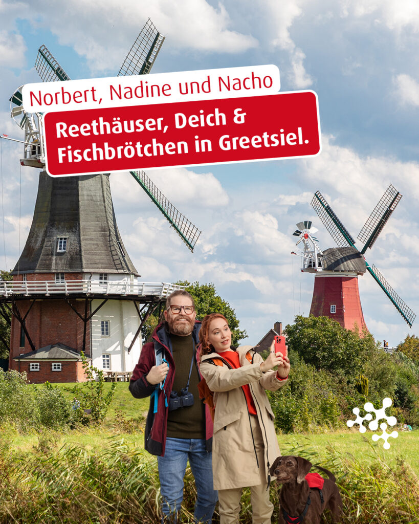 Wat för 'n schönes Fischerdörp! 🦀⚓
Norbert, Nadine und Nacho haben die Wanderschuhe (und die Leine) eingepackt und das Krummhörner Highlight Greetsiel erkundet. Erst ging es vorbei an den malerischen Zwillingsmühlen, danach zum Lunch direkt an den Kutterhafen ins Hohe Haus und zum Schluss am Deich entlang bis zum Pilsumer Leuchtturm!
Wat willste mehr? ⛵️🐟🌾
Welches Eckchen in Greetsiel gefällt dir am besten? Verrate es uns in den Kommentaren! 👇
Bild 1: © Dietmar Radich, CC BY-SA 4.0, via Wikipedia Commons
Bild 2: © Nino Keller via Pexels