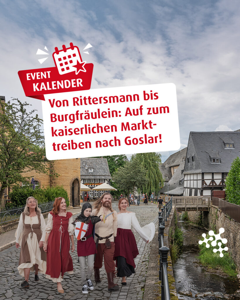 Rüstung poliert und Beutel geschnürt: Goslar lädt ein zur kaiserlichen Zeitreise ins Jahr 1290! ⚔️ ✨
Vom 2. bis 4. Oktober wandeln Rittersleut’ und Burgfräulein durch die Fachwerkgassen.
Tretet heran und staunet über gar wundersame Handwerkskunst, närrische Gaukler und allerlei zünftigen Gaumenschmaus. 🏰 🥁 👑
Welchem edlen Recken oder welcher holden Maid gebührt die Ehre eurer Begleitung? Verratet es uns in den Kommentaren! 👇
Bild © A.Savin, FAL, via Wikimedia Commons